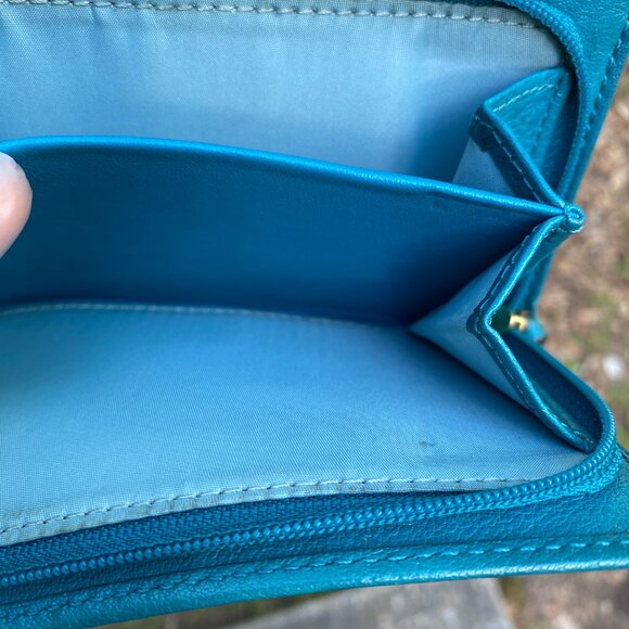 Coach Teal Leather Small Bifold Wallet - Picture 8 of 13